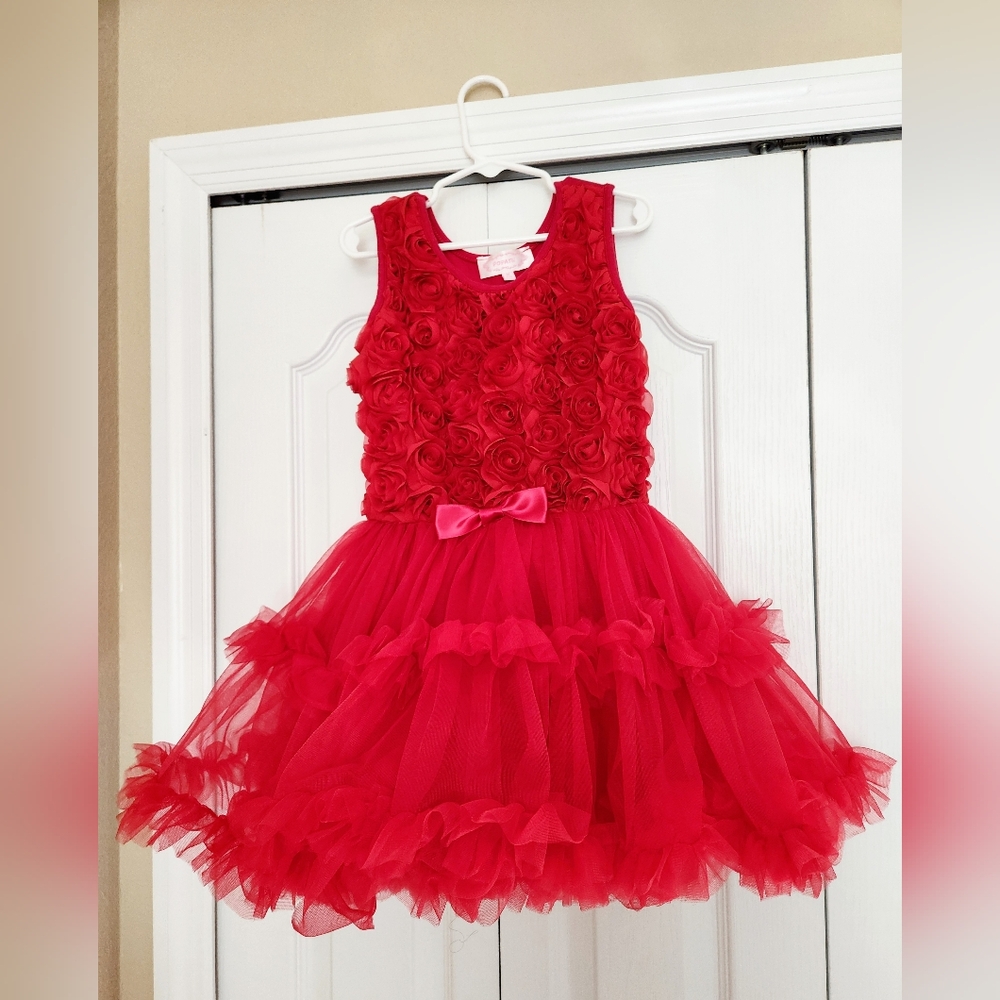 Popatu red frilly special occasion dress